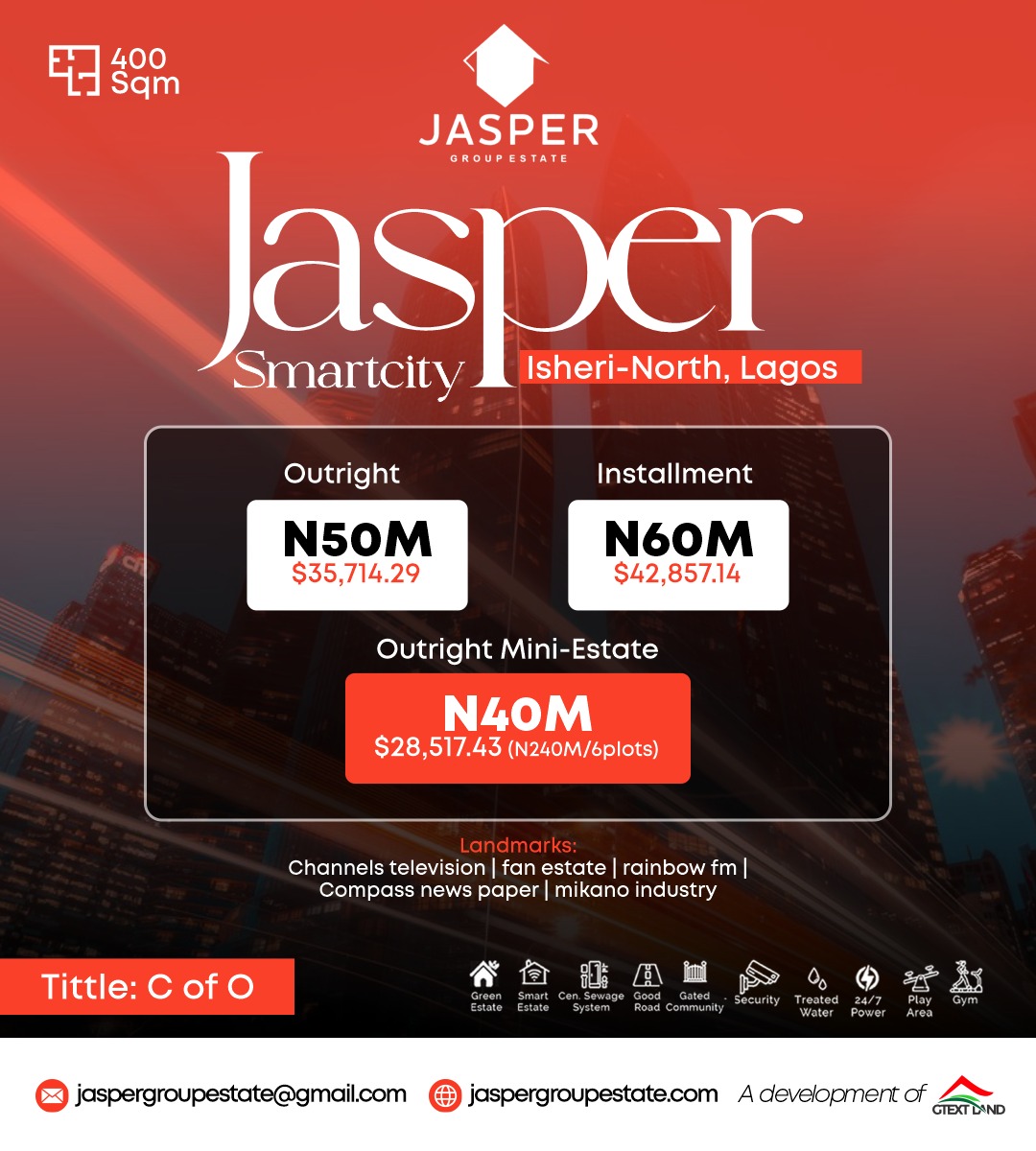 Jasper Smartcity Isheri - Premium land with C of O